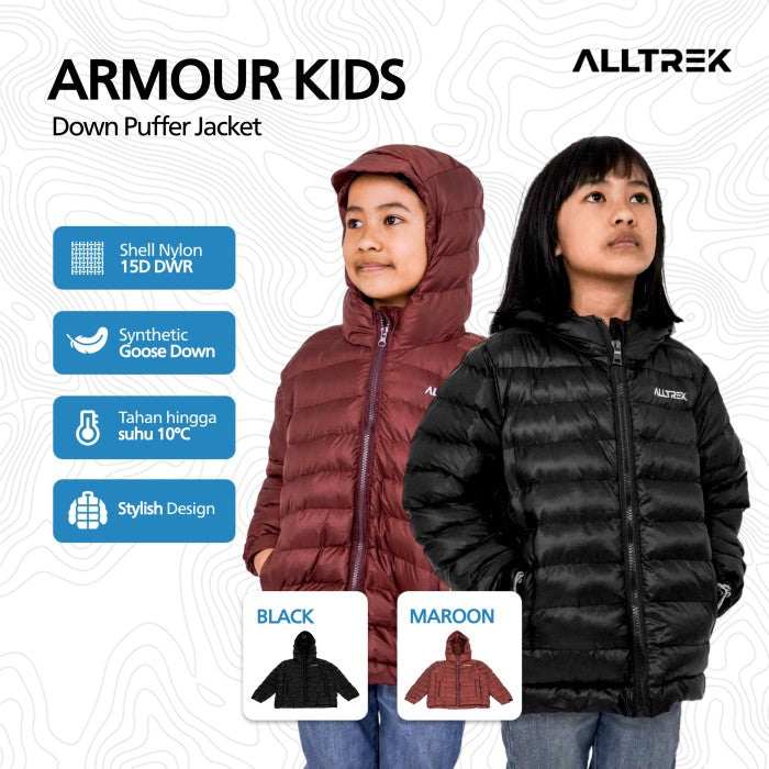 ALLTREK Puffer Jacket ARMOUR Synthetic Goose Down Insulated Jaket Bulang KIDS - Maroon, L