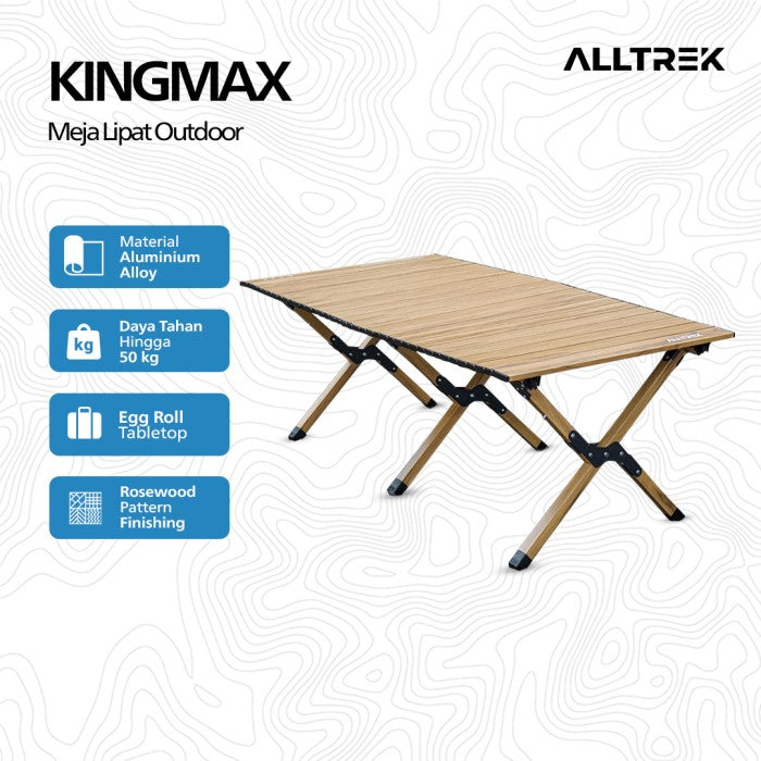 ALLTREK Folding Table KINGMAX Meja Kayu Lipat Portable Camping Outdoor