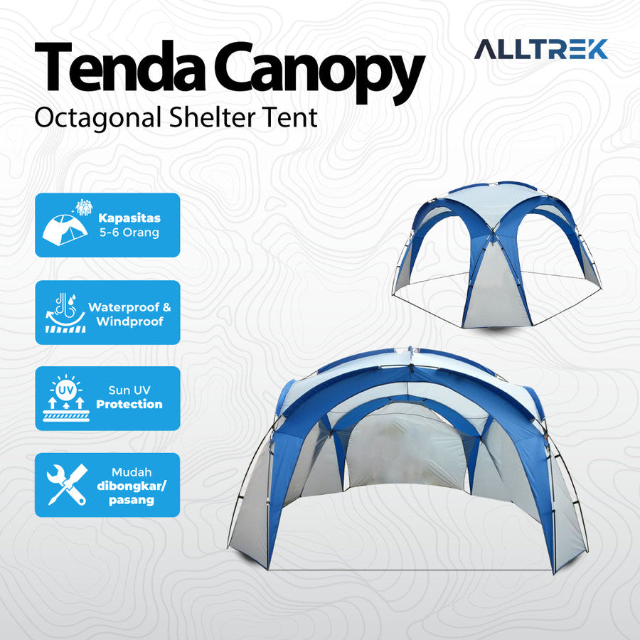 ALLTREK Tenda Canopy Pop Up Octagonal Shelter Tent Outdoor