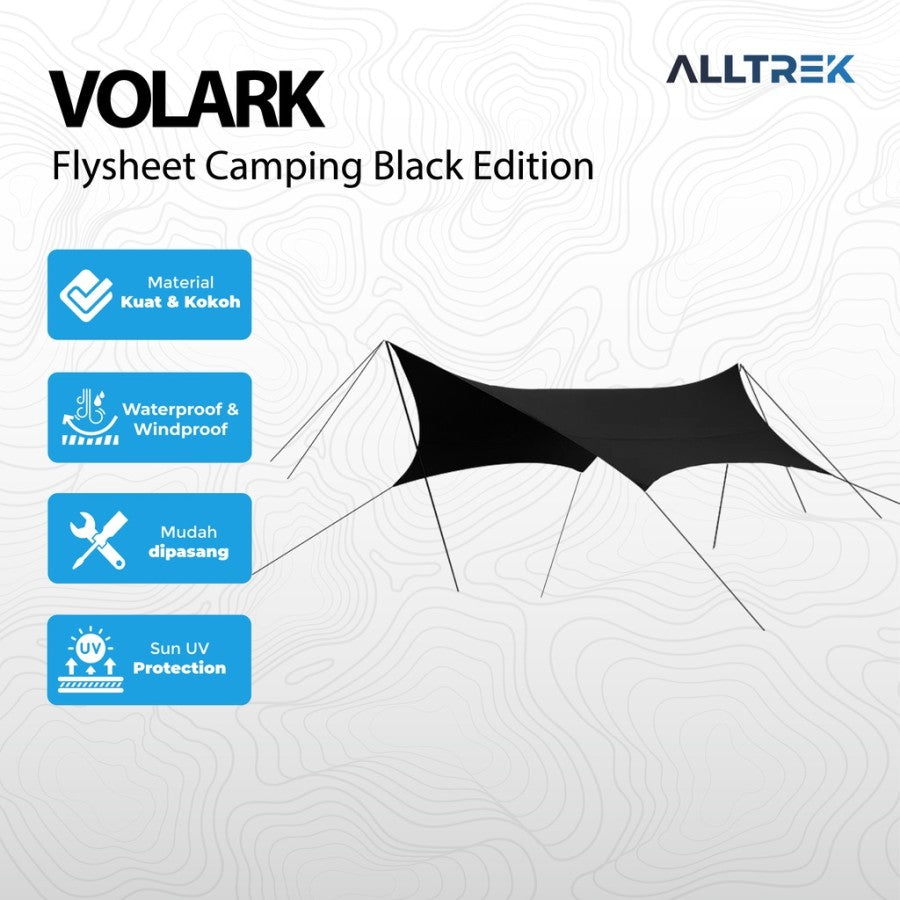 ALLTREK Flysheet Camping VOLARK Black Edition ป้องกันรังสียูวีกลางแจ้งแบบพกพา