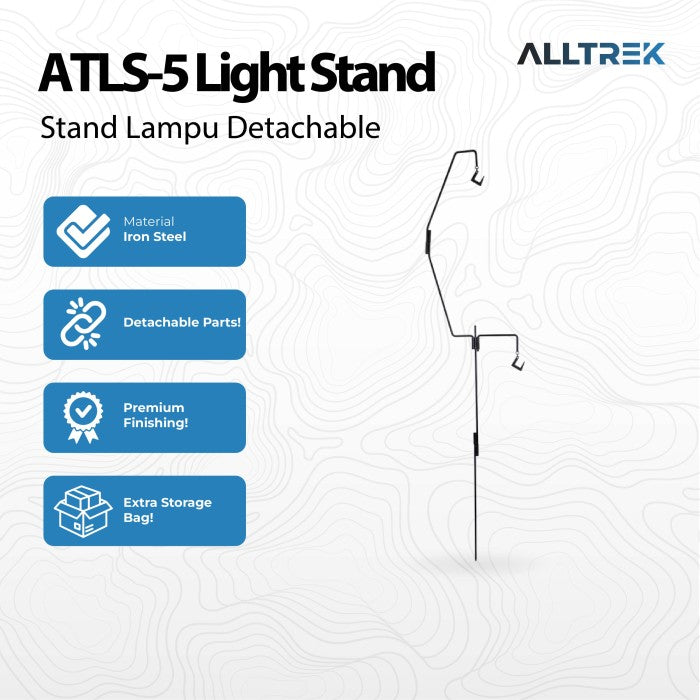 ALLTREK Stand Lampu Combination Light Pole Iron Portable Outdoor