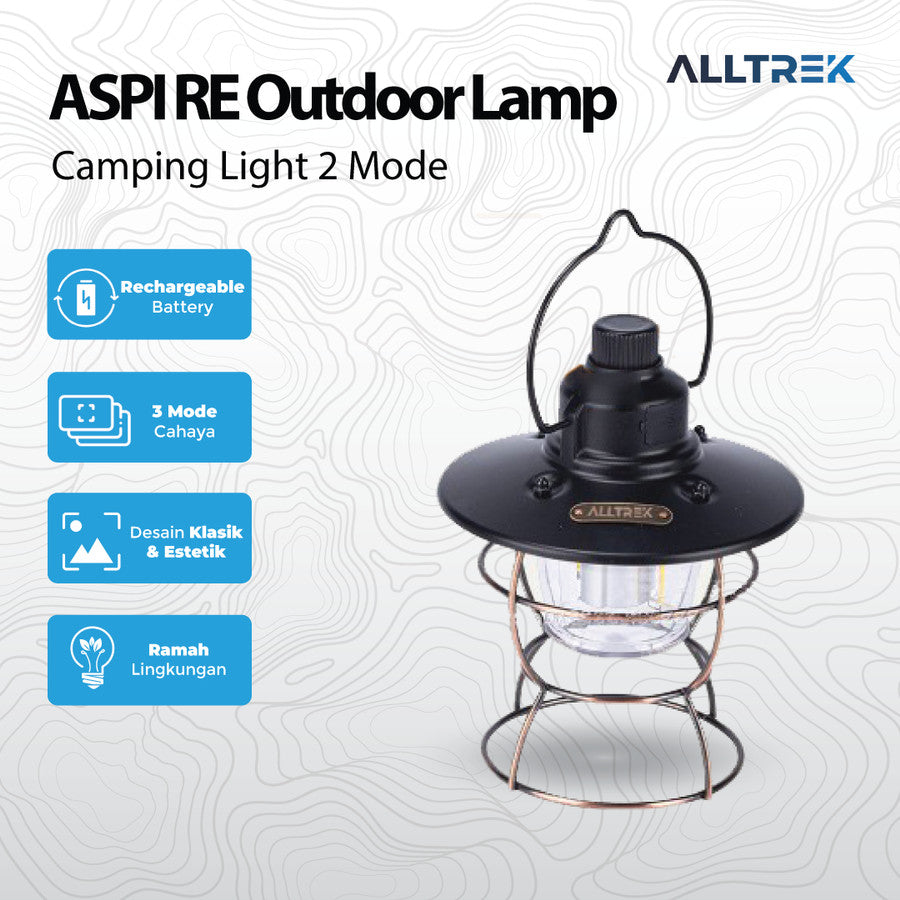 ALLTREK โคมไฟกลางแจ้งสไตล์วินเทจ Camping USB Light 2 โหมด