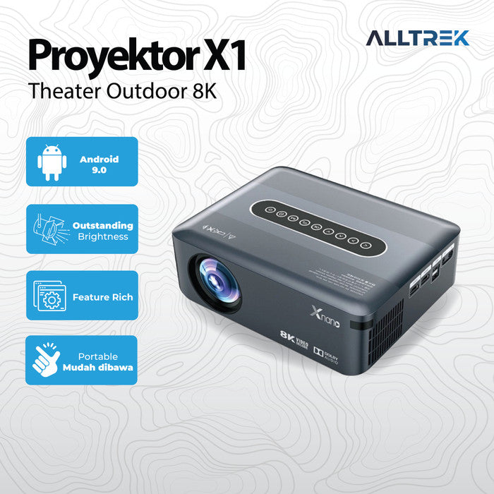 ALLTREK Proyektor X1 Theater Outdoor 8k Decoding HD Android 9.0