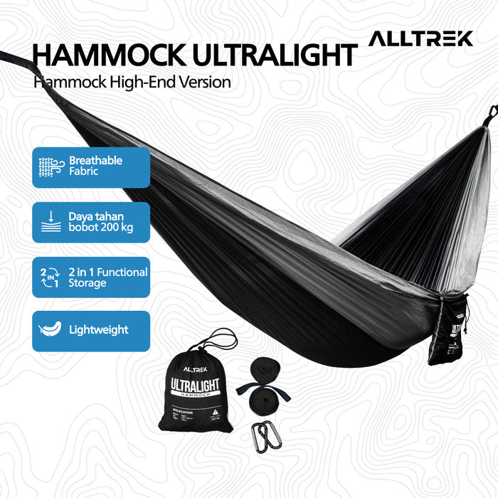 ALLTREK Hammock Ultralight HM201 Single Double Super Light - Black Grey