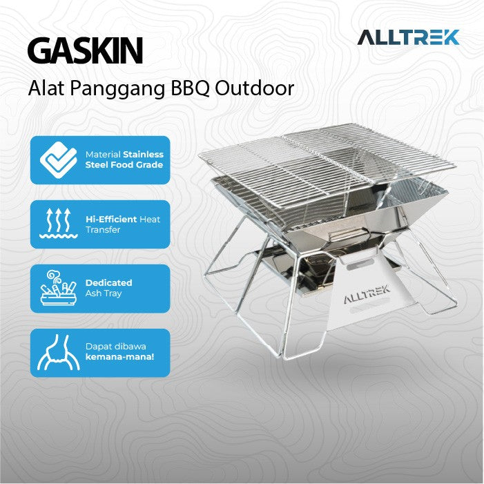 ALLTREK GASKIN เตาย่างบาร์บีคิวแบบพกพาสแตนเลสย่างพับเครื่องมือ