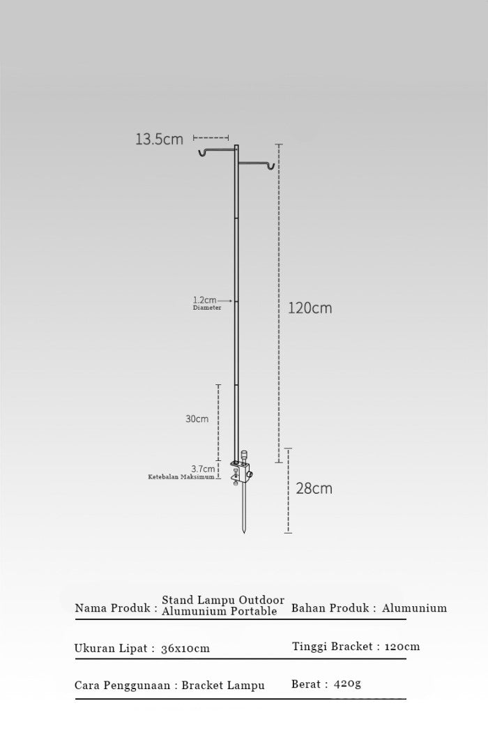 ALLTREK Stand Lamp Ultralight ATLS-1 Camping Tiang Lampu Outdoor