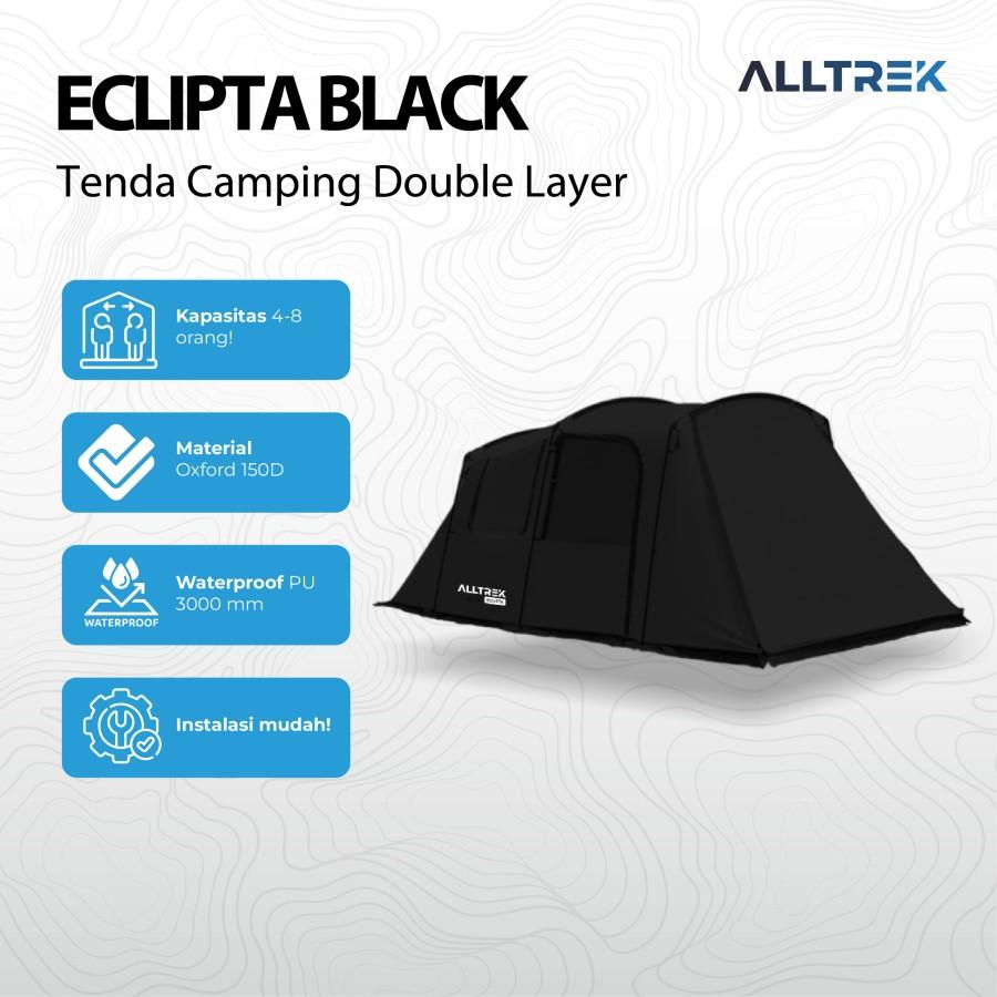 PREORDER - ALLTREK Tenda Camping ECLIPTA BLACK 4P Double Layer Waterproof Tent - BLACK