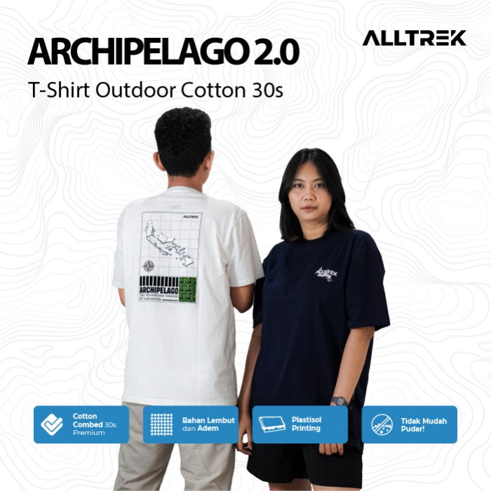 เสื้อยืด ALLTREK Outdoor ARCHIPELAGO 2.0 Combed 30s Kaos Regular Fit - สีขาว, M