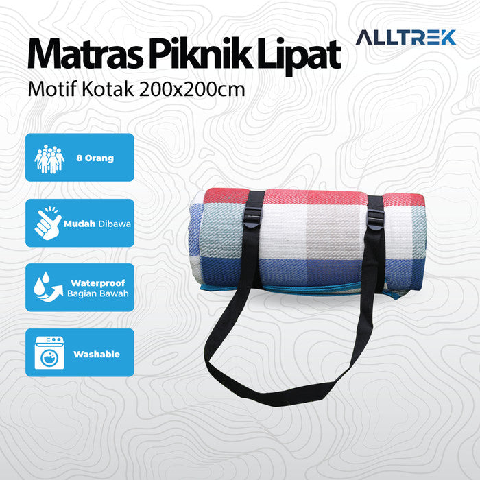 ALLTREK เสื่อปิกนิก Matras 2x2M ที่นอนปิกนิกกลางแจ้ง - น้ำเงินขาว 200*200