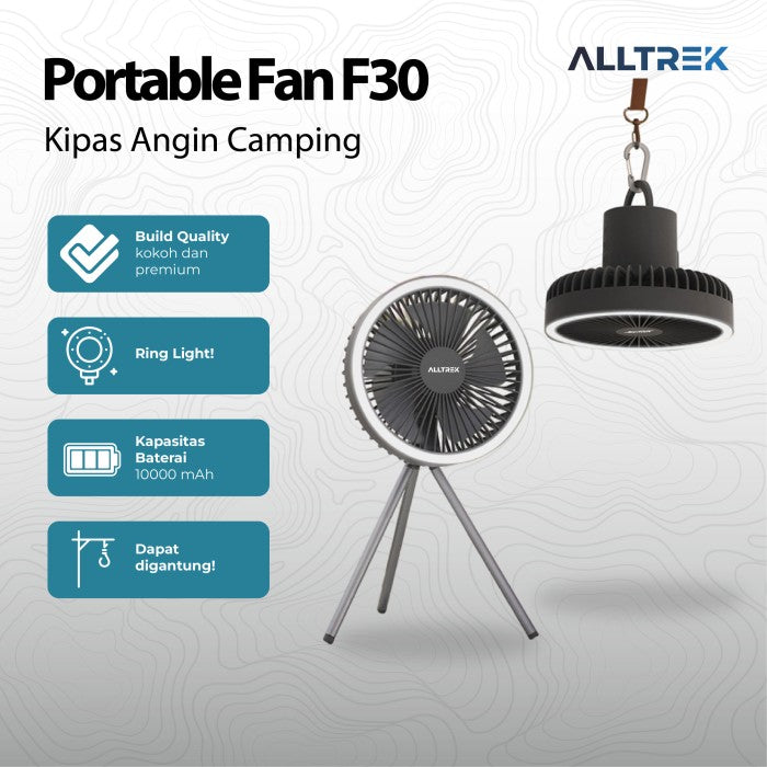 ALLTREK Kipas Angin Camping F30 Rechargeable With LED Lamp Portable