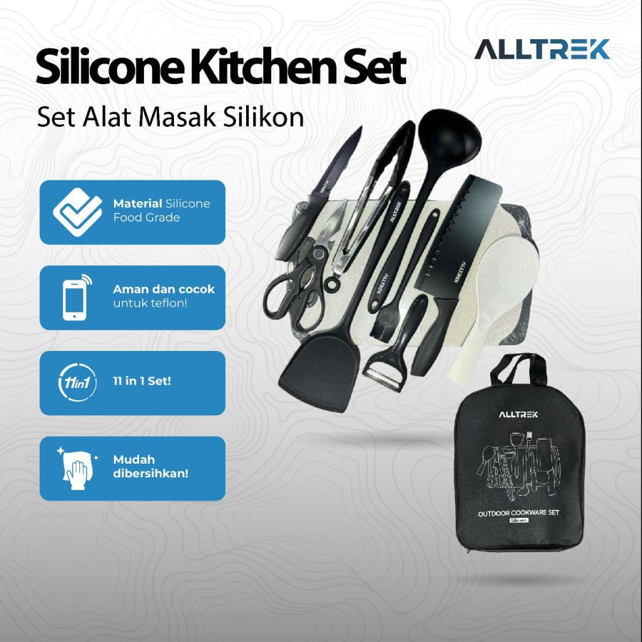 ALLTREK ชุดทำอาหารซิลิโคน Outdoor 11 in 1 ชุดอุปกรณ์ทำอาหารซิลิโคน