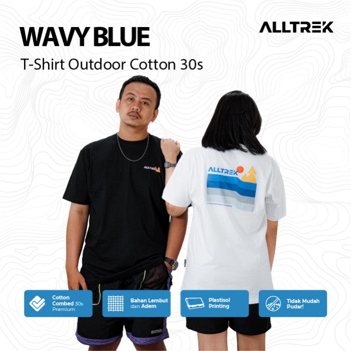 ALLTREK T-Shirt Outdoor Wavy Blue Combed 30s Kaos Regular Fit - สีดำ, M