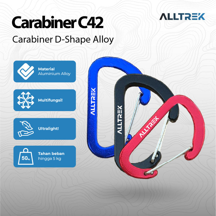 ALLTREK Aksesoris Carabiner Outdoor C42 Multifungsi D Shape Basic