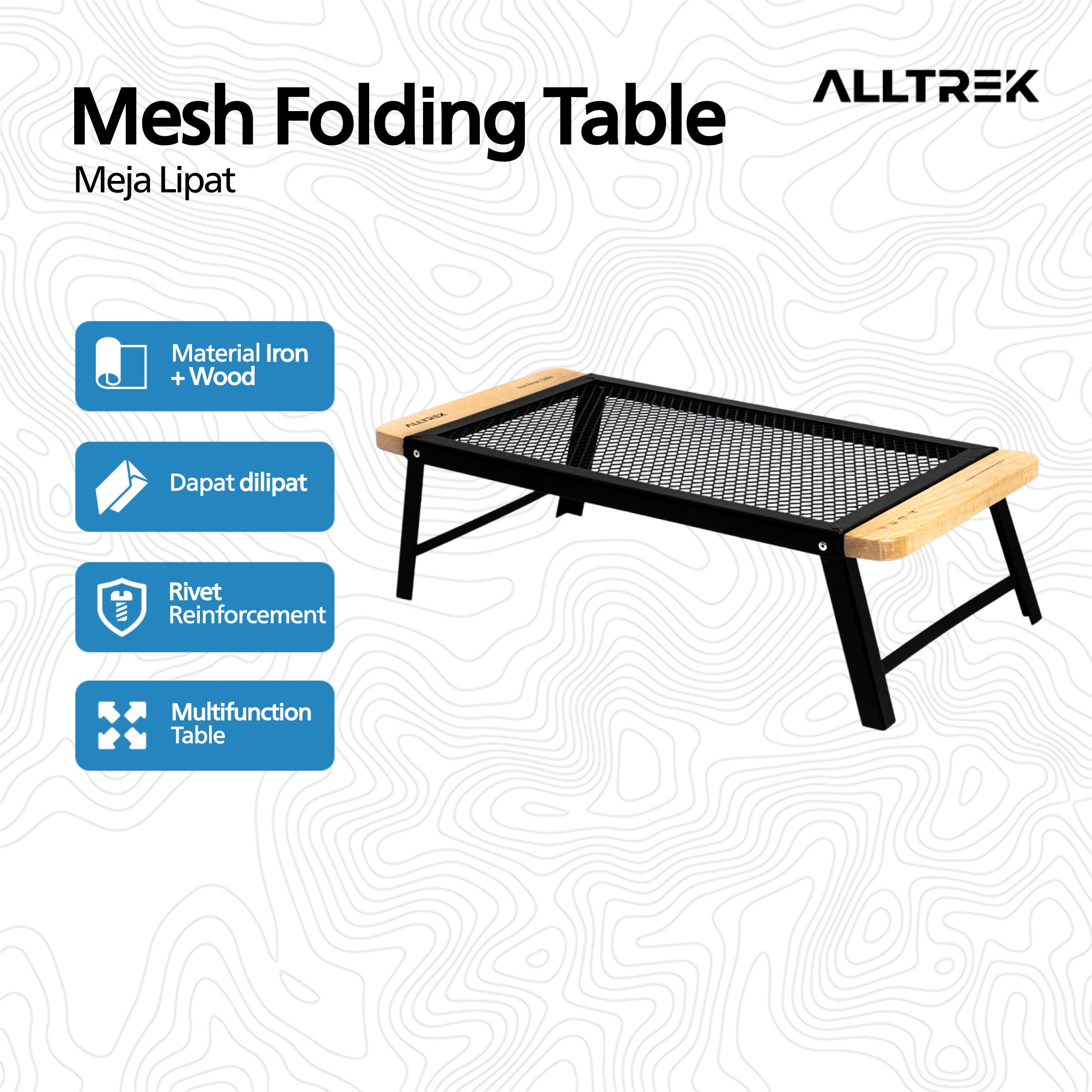 ALLTREK Folding Table Iron Mesh FT603018 Meja Lipat Camping Portable