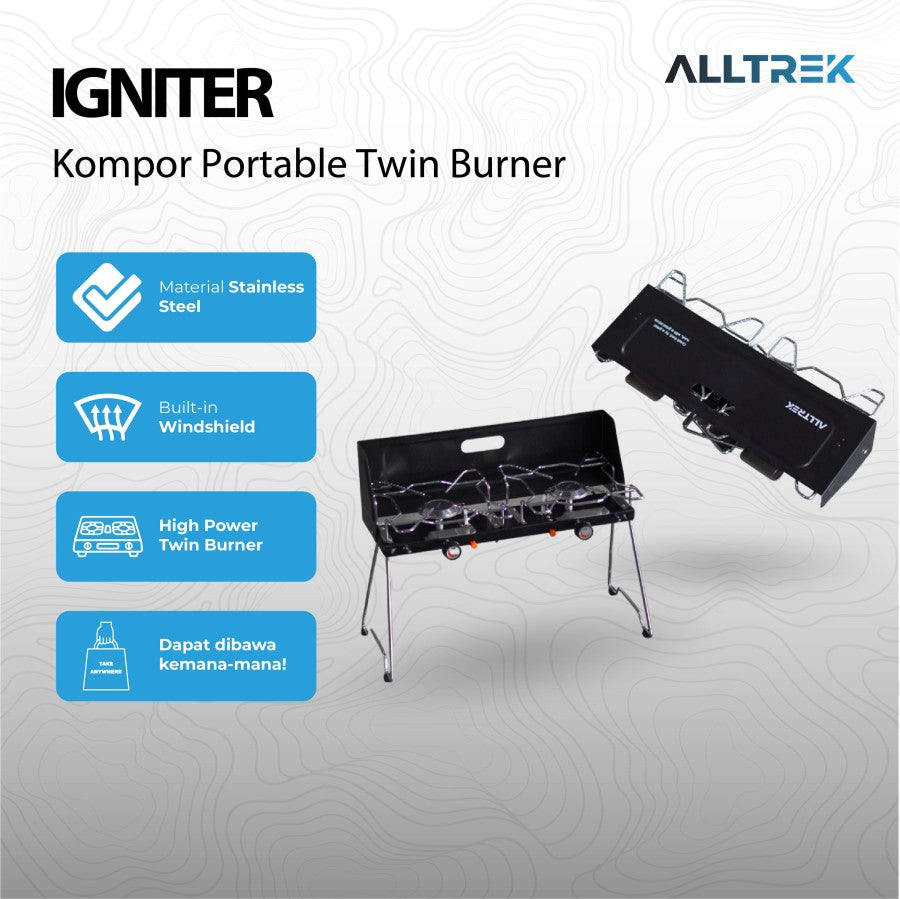 ALLTREK Smart Twin Burner IGNITER Kompor Camping Outdoor Portable