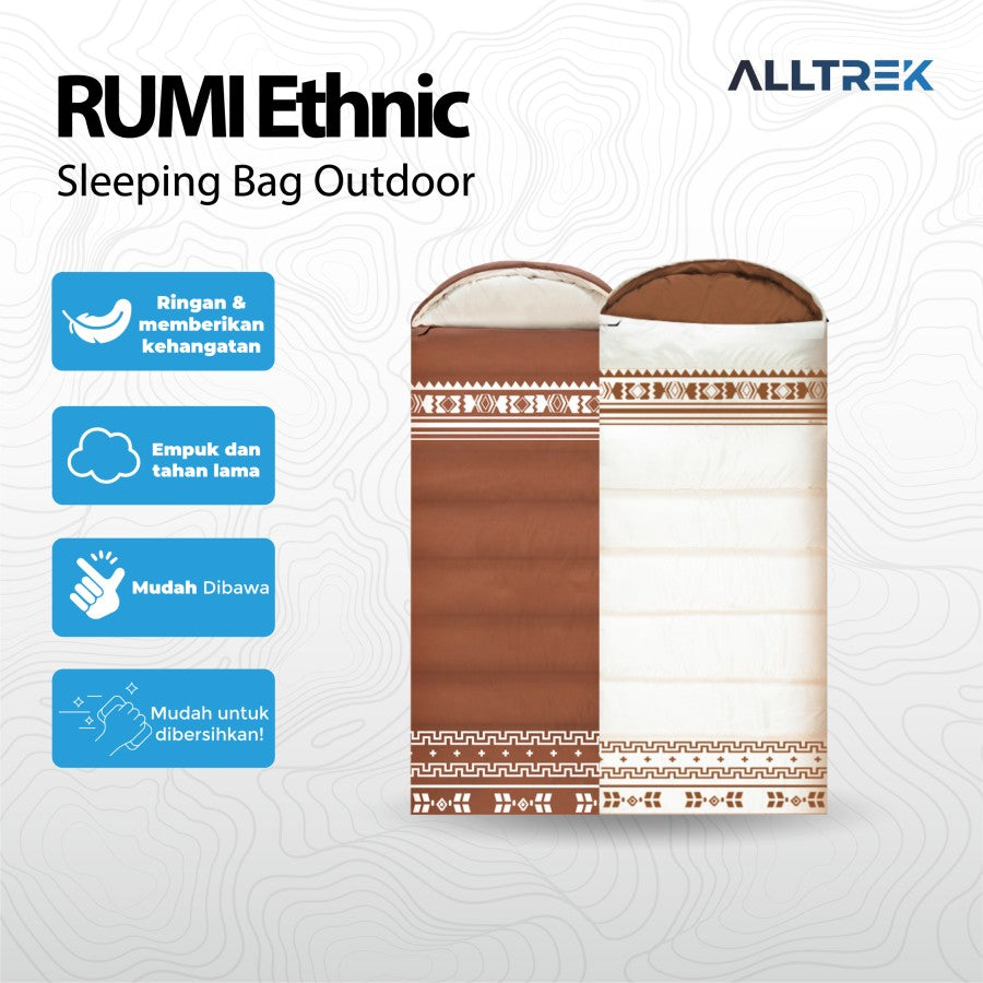 ALLTREK Sleeping Bag RUMI ETHNIC Envelope Single Portable Outdoor