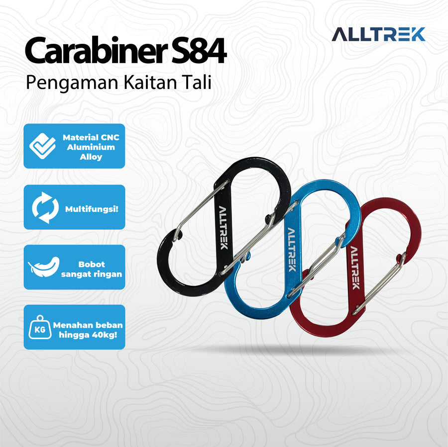 มัลติฟังก์ชั่น ALLTREK S84 อุปกรณ์เสริมคาราบิเนอร์กลางแจ้ง รูปทรง S Basic