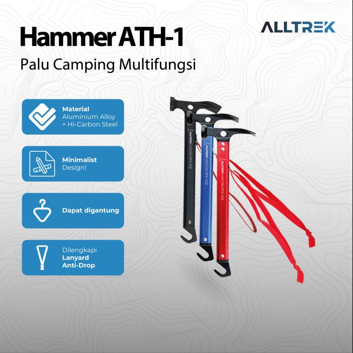 ALLTREK ค้อนตั้งแคมป์อเนกประสงค์อะลูมิเนียม ค้อนตอกตะปู - สีแดง