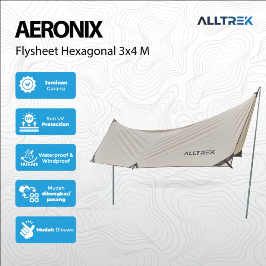 ALLTREK Flysheet 3x4meter Segi Enam Camping Outdoor