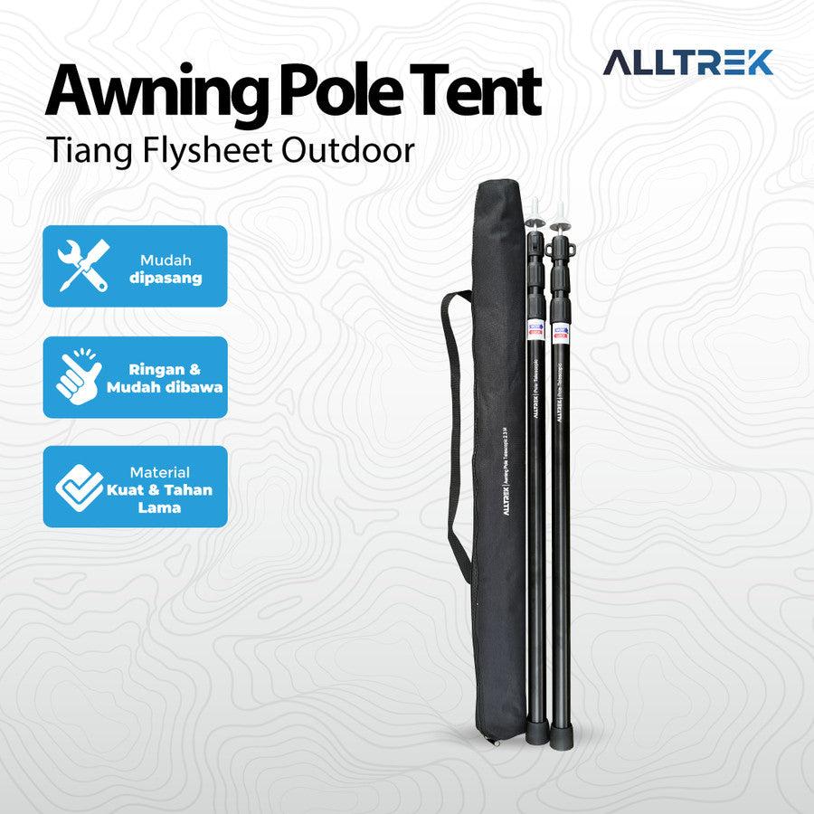 ALLTREK Awning Pole Tent Telescopic 2.3M Tiang Flysheet Outdoor