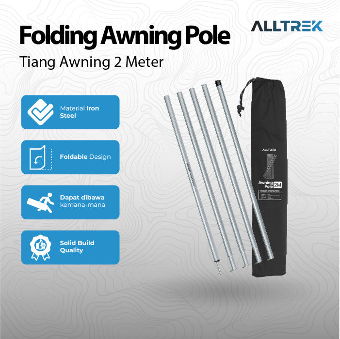 ALLTREK Awning Pole Tent Folding 2M Tiang Flysheet Outdoor