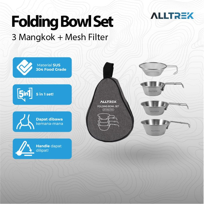 ALLTREK Mangkok Gantung Stainless 3pcs Mesh Folding Bowl Outdoor