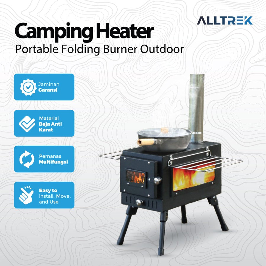 ALLTREK Camping เครื่องทำความร้อนแบบพกพาพับ Burner กลางแจ้ง