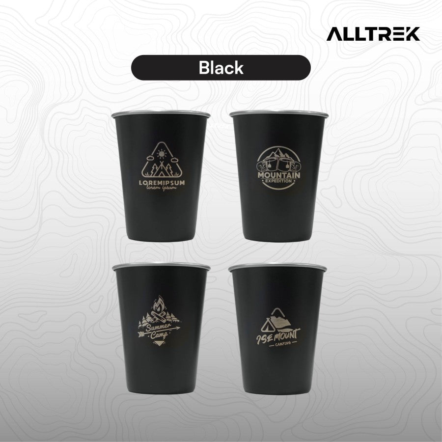 ALLTREK ชุดแก้วน้ำสแตนเลส 4 ชิ้น 350ml แก้วกาแฟเครื่องดื่มเย็นแบบพกพา