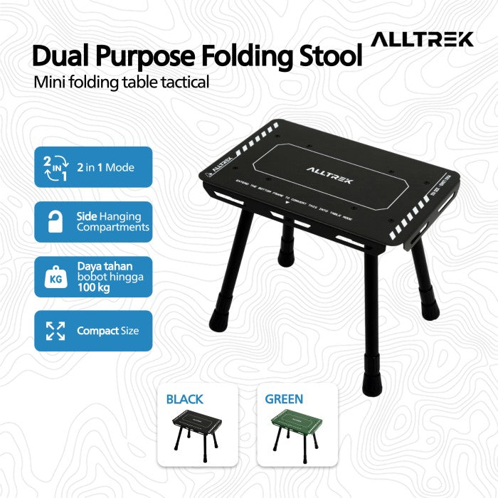 ALLTREK Folding Table Camping Dual Purpose Camping Chair Outdoor - Black