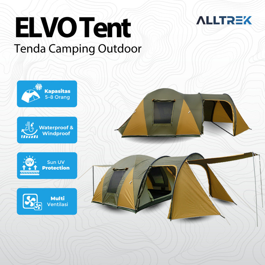 ALLTREK ELVO เต็นท์แคมปิ้งกลางแจ้ง 1 ห้องนอน 1 ห้องพักแขก 5-8 คน