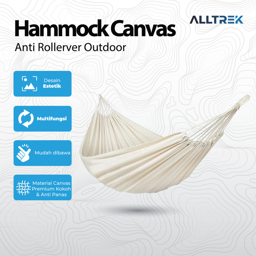 ALLTREK Hammock Gantung Kanvas Portable Anti-Rollover Outdoor