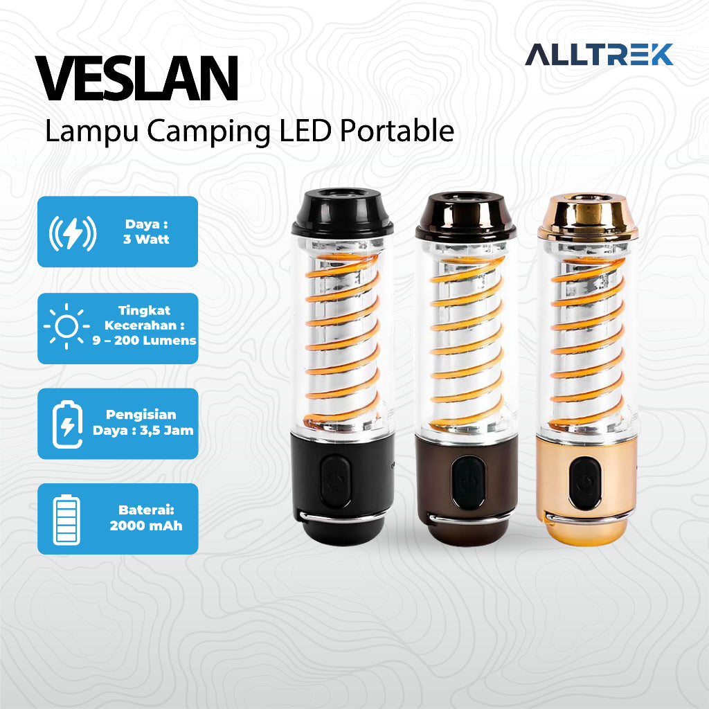 ALLTREK Lampu Camping LED VESLAN Portable Outdoor Emergency Flashlight