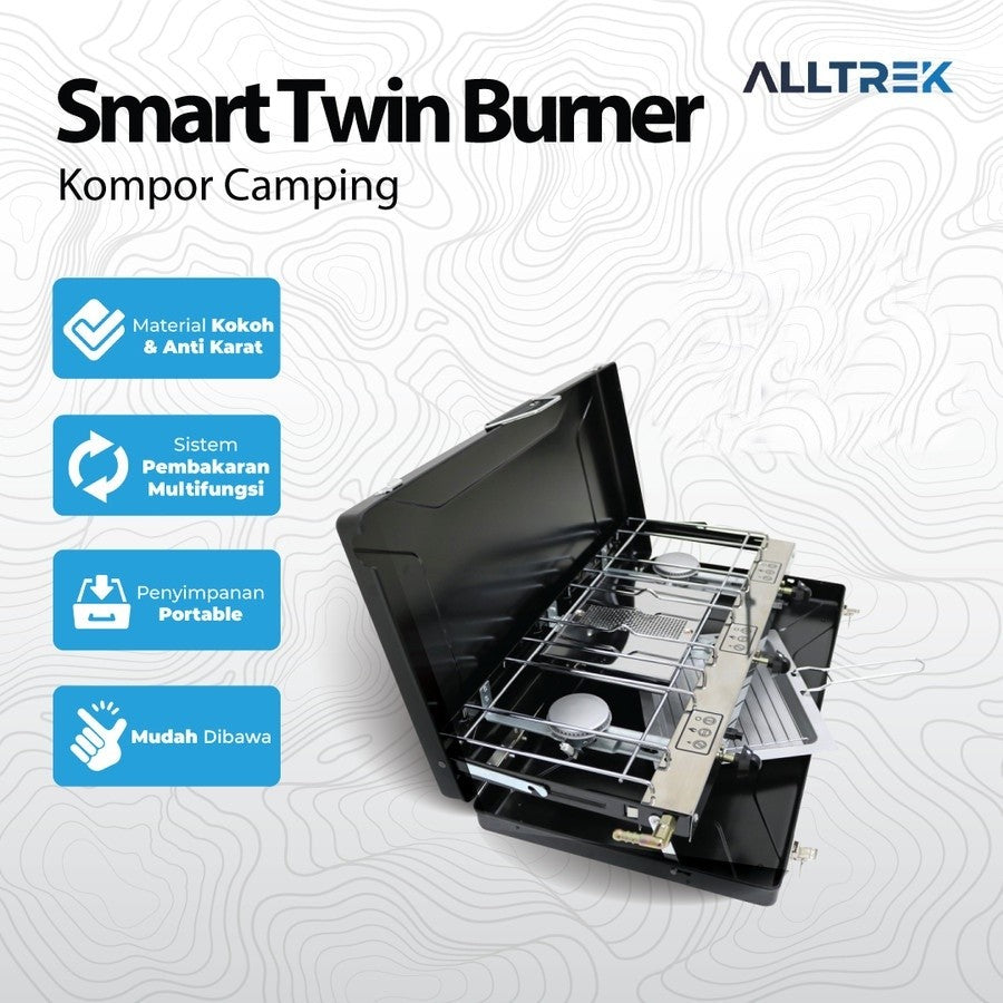 ALLTREK Smart Twin Burner Koper Outdoor Kompor Camping Portable