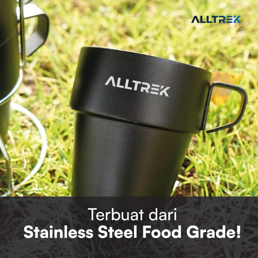 ALLTREK Stainless Cup Camping Mug 300ML 4ชิ้น Black Series