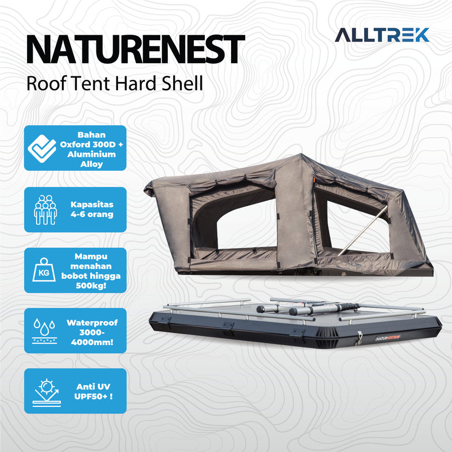 ALLTREK Roof Tent Hard Shell NATURENEST Roof Rak 4-6 People