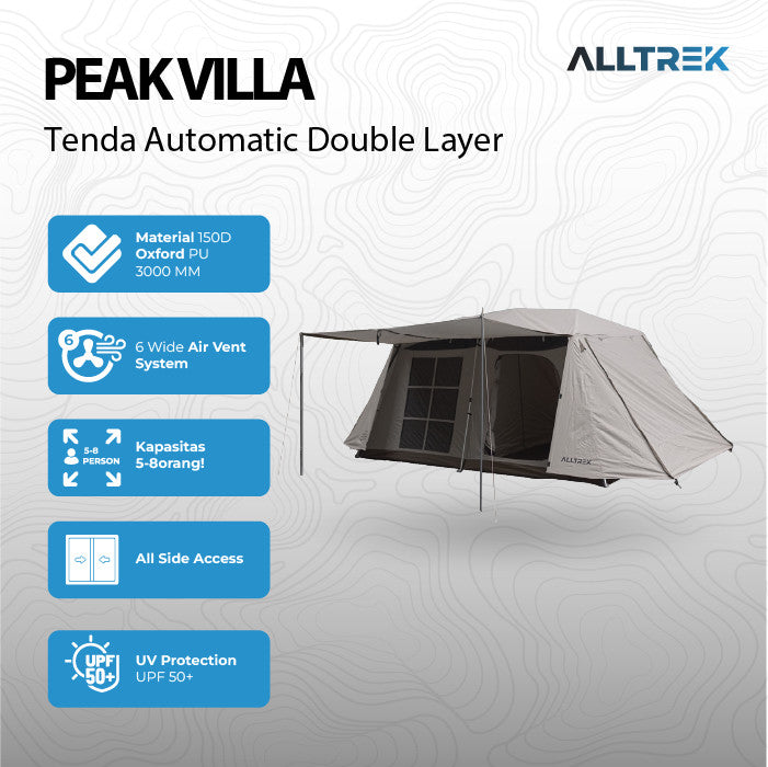 PRE ORDER - ALLTREK Tenda Otomatis PEAK VILLA Camping Glamping Luxury Double Layer