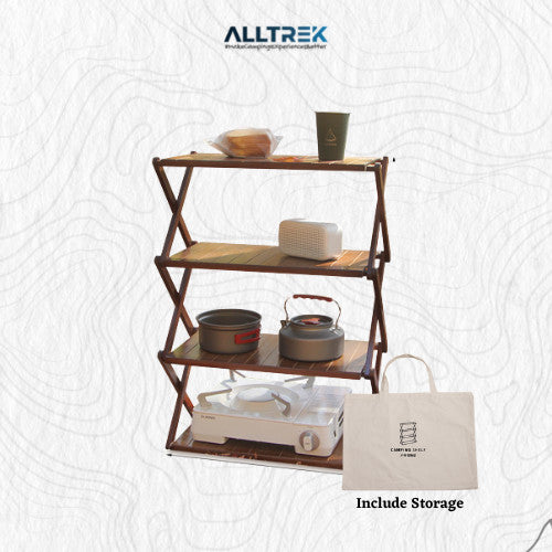 ALLTREK Folding Rack Camping Rak Kayu Lipat Portable Multifungsi