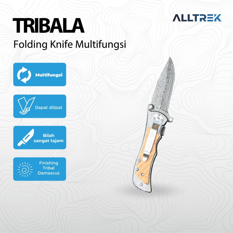 ALLTREK Pisau Lipat Camping TRIBAL A Survival Folding Knife