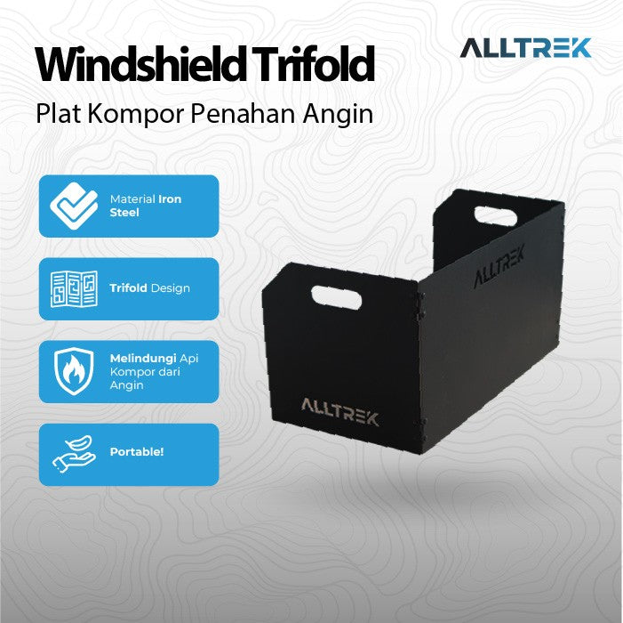 ALLTREK Windshield Trifold Plat Penahan Angin Kompor Portable